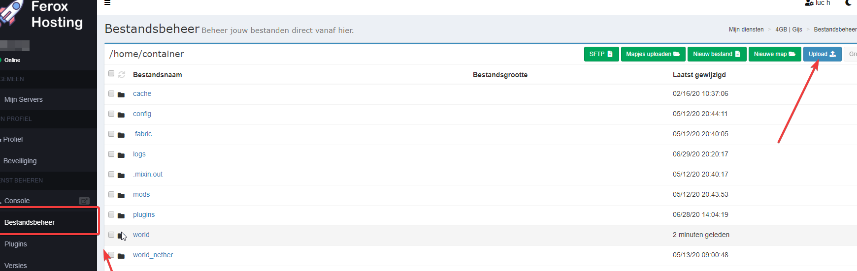server-icon.png in de filemanager van het serverpaneel